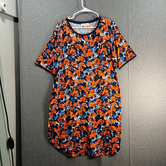 Stan Herman Luxe Jersey T-Shirt Elbow Sleeve Dress Orange Mist Size Medium - Picture 1 of 10